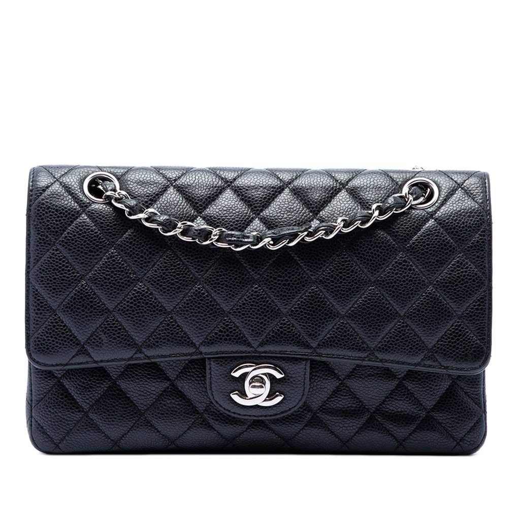 Chanel Medium Classic Caviar Double Flap Black Leather Very good condition - Front View