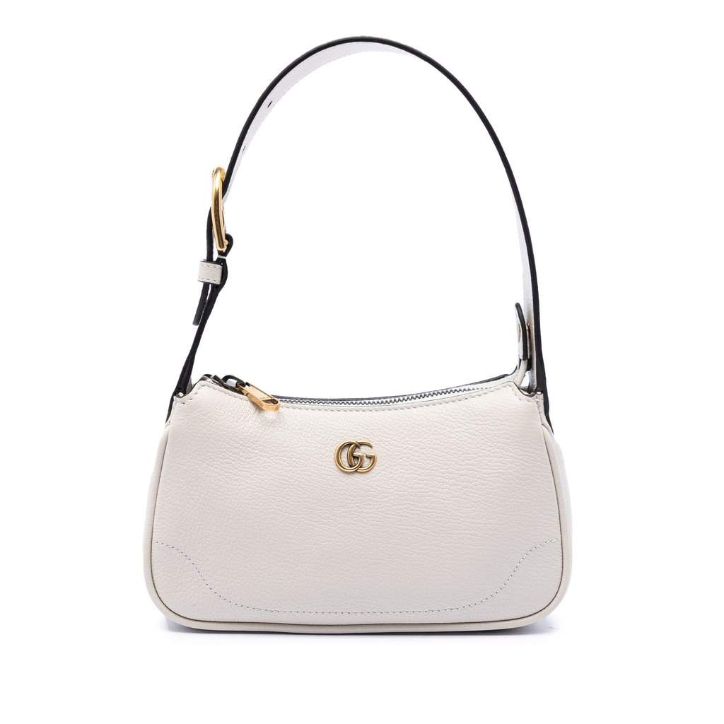 Gucci Mini Goatskin Aphrodite Shoulder Bag White Leather Very good condition - Front View