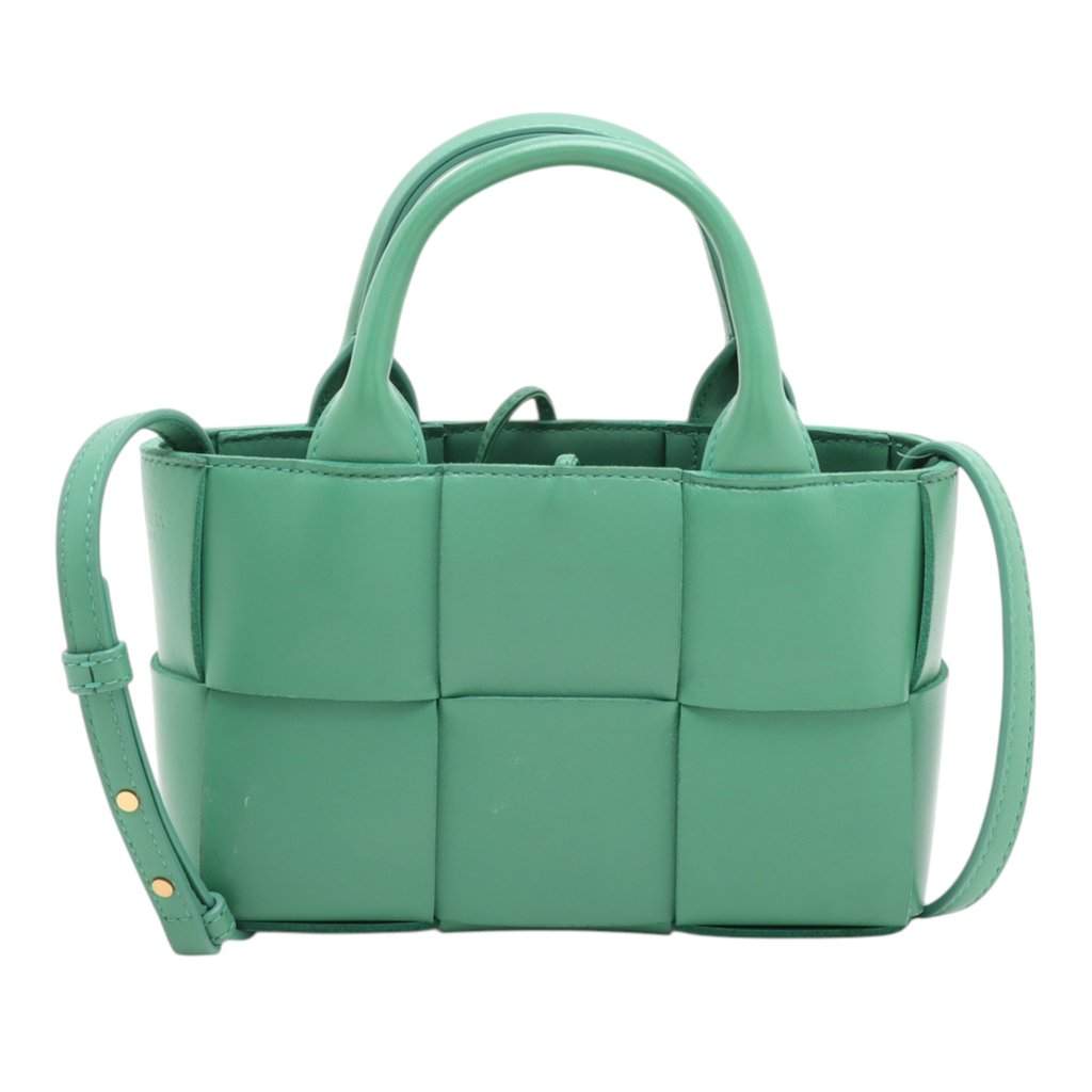 Bottega Veneta Candy Nappa Maxi Intrecciato Arco Tote Green Leather Very good condition - Front View