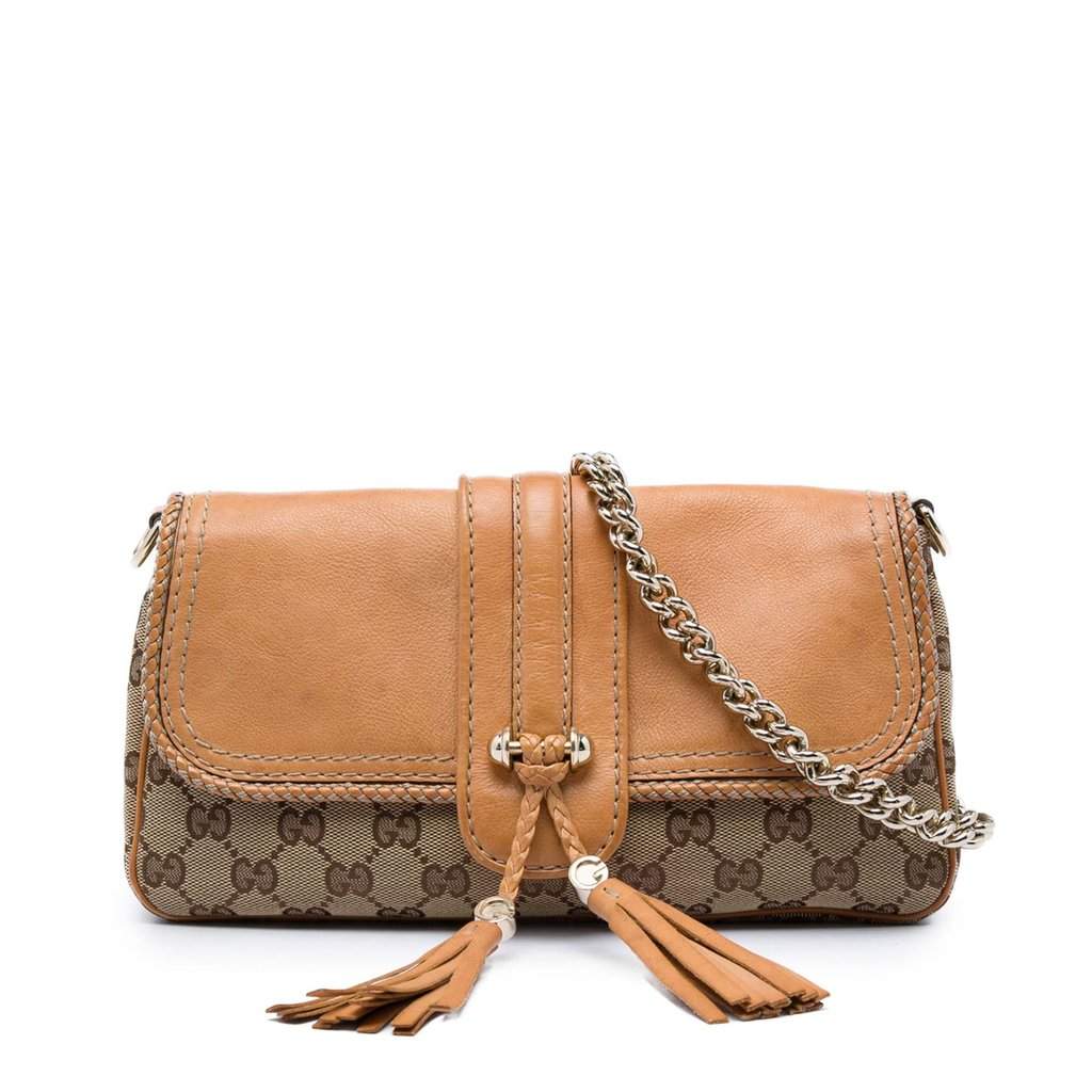 Gucci GG Canvas Marrakech Shoulder Bag Beige Very good - Front View