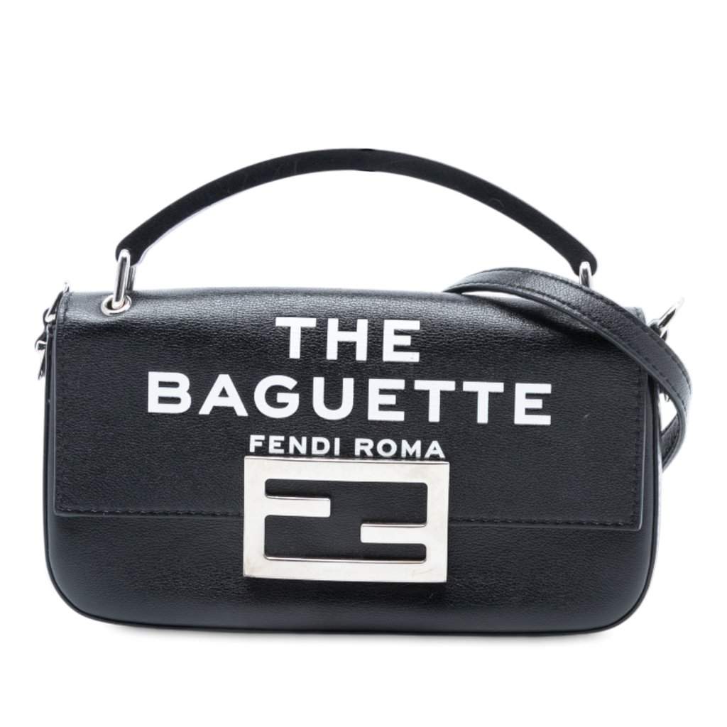 Fendi Marc Jacobs Calfskin Baguette Phone Pouch Satchel Black Leather Very good condition - Front View