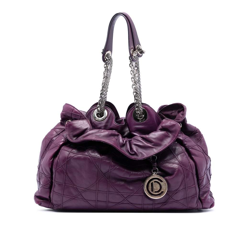 Dior Leather Cannage Le Trente Tote Purple Leather Very good condition - Front View