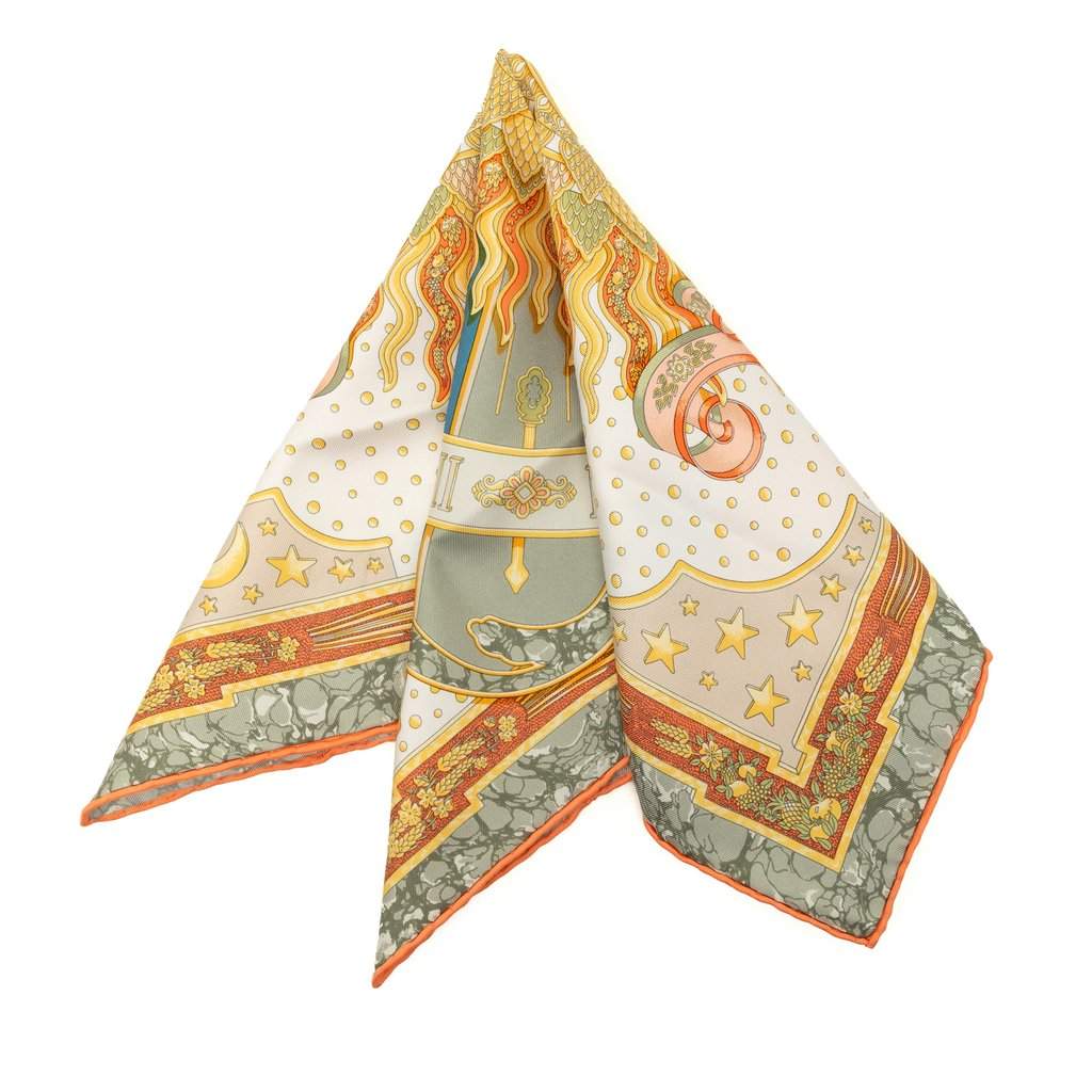 Hermès Carpe Diem Silk Scarf 90 Beige | Pre-Owned Dubai | Li