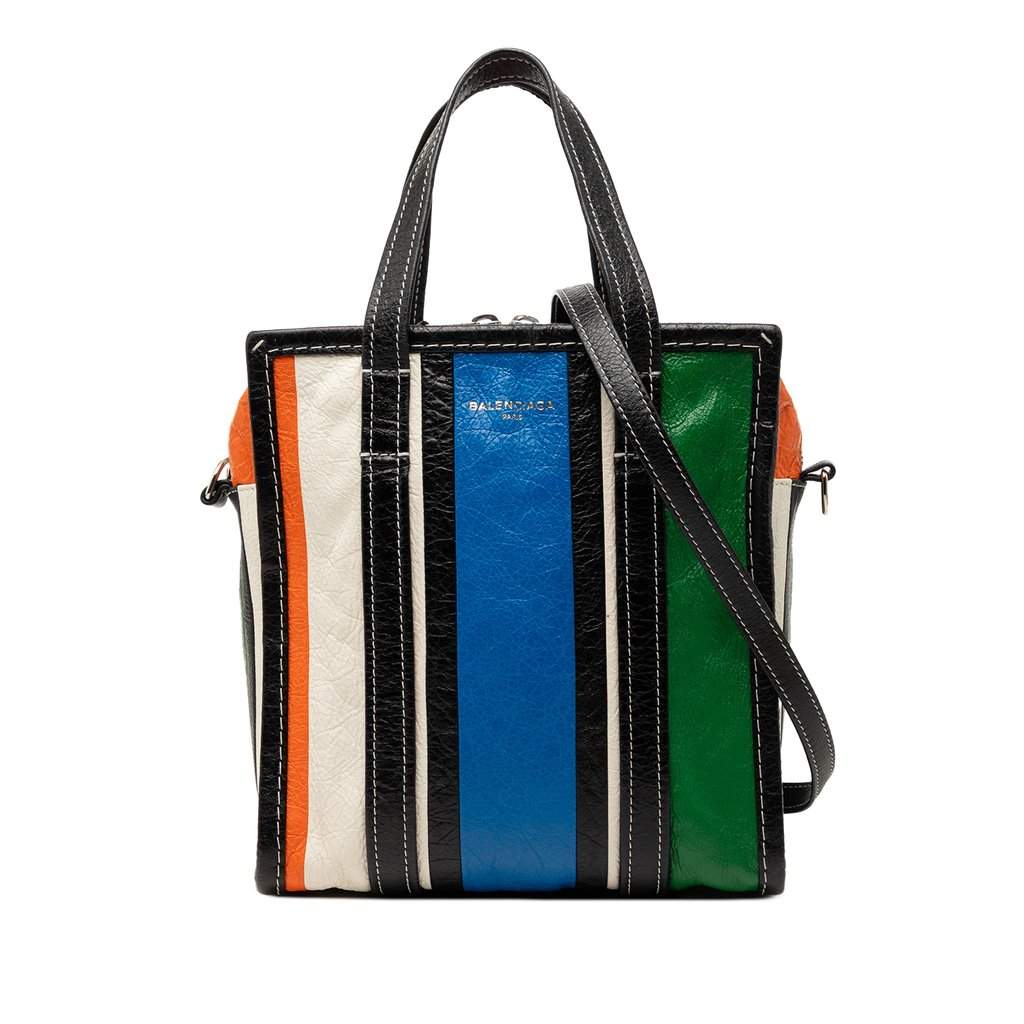 Balenciaga Lambskin Bazar Shopper Satchel XS Blue Leather Very good condition - Front View