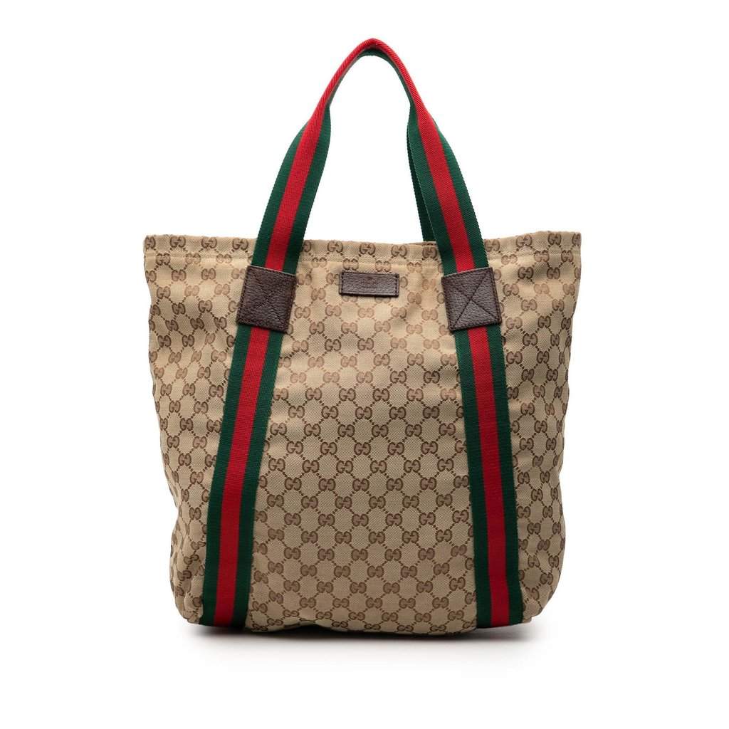 Gucci GG Canvas Web Tote Beige Very good condition - Front View