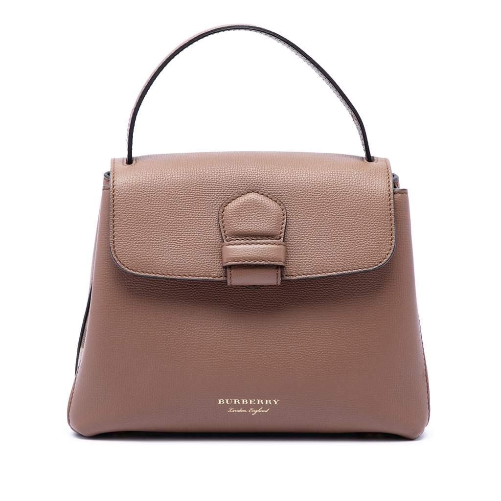 Burberry Small Calfskin and House Check Camberley Satchel Brown Leather Very good - Front View