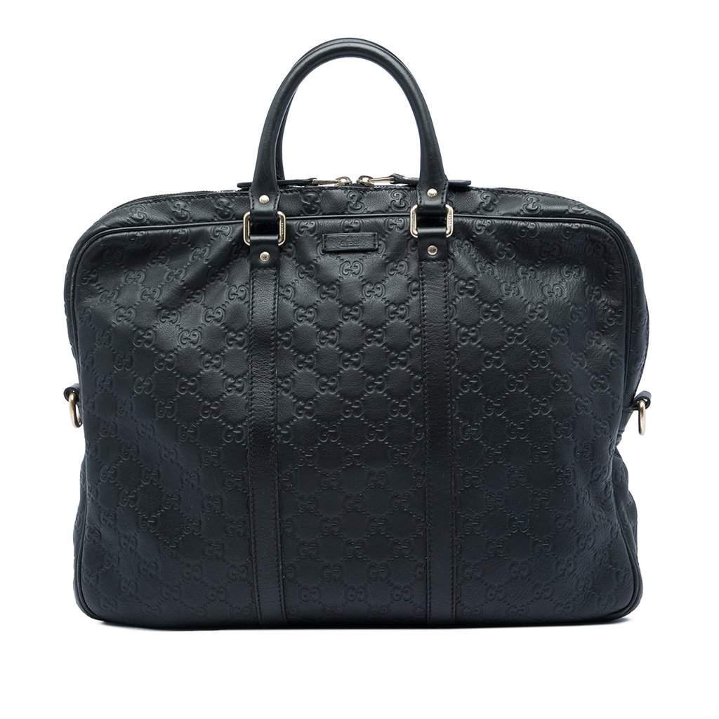 Gucci Guccissima Business Bag Black Leather Very good - Front View