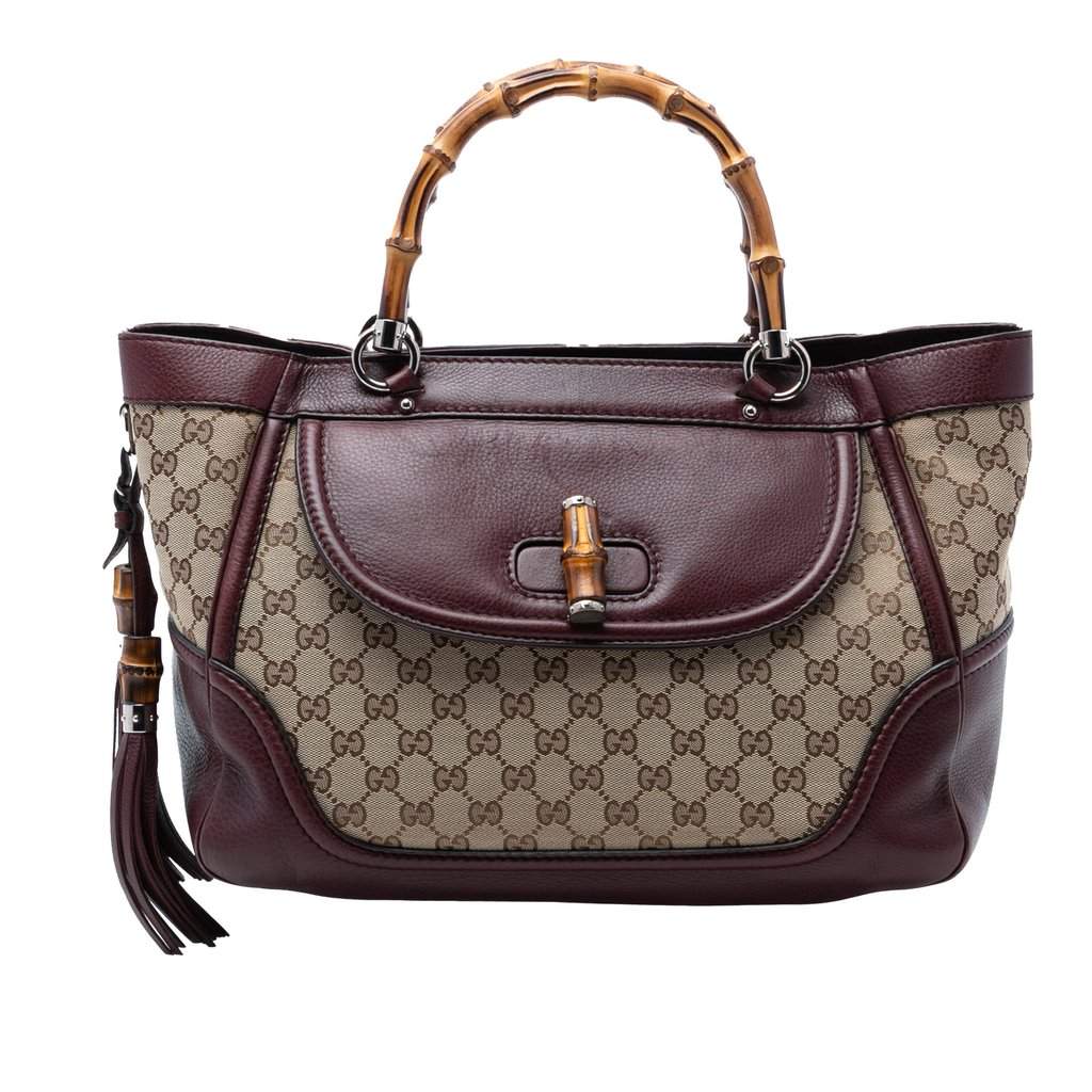 Gucci Medium GG Canvas New Bamboo Tassel Tote Beige Very good condition - Front View