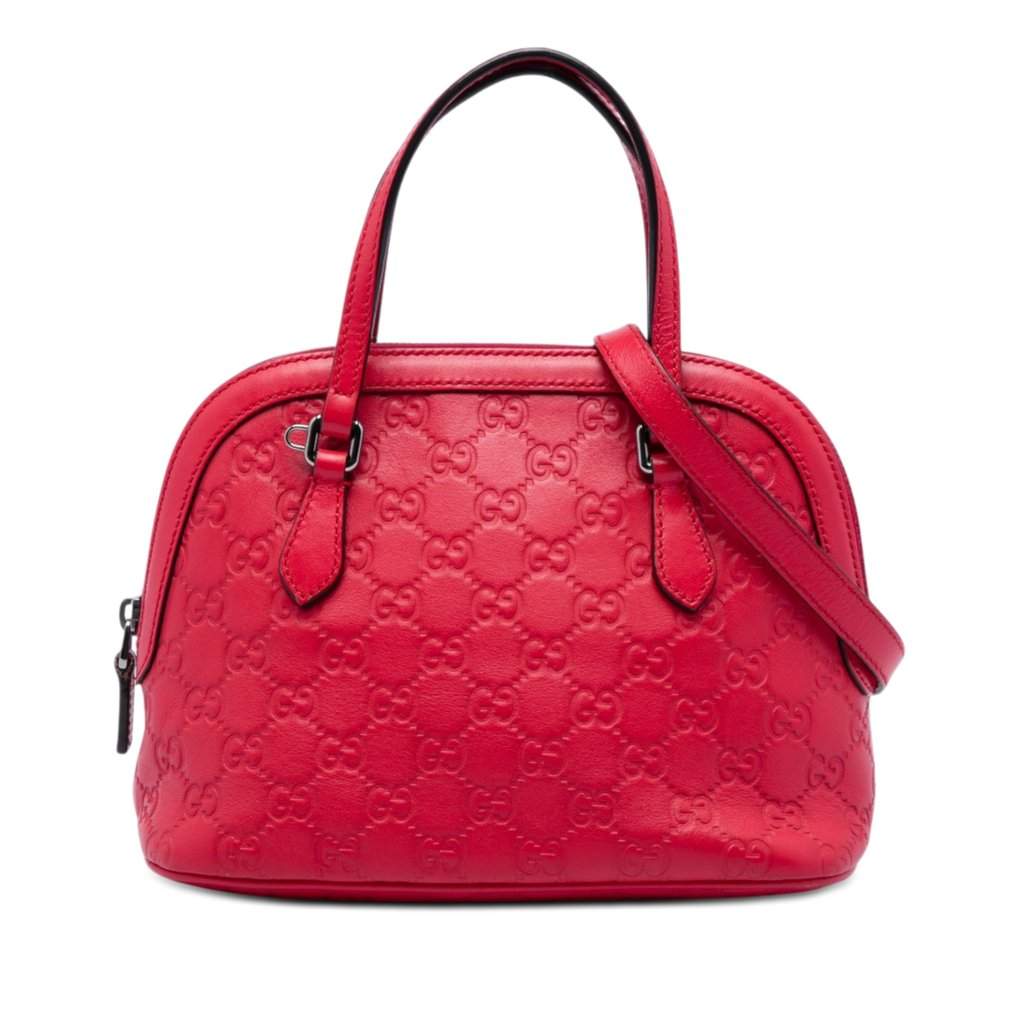 Gucci Medium Guccissima Dome Satchel Red Leather Very good - Front View
