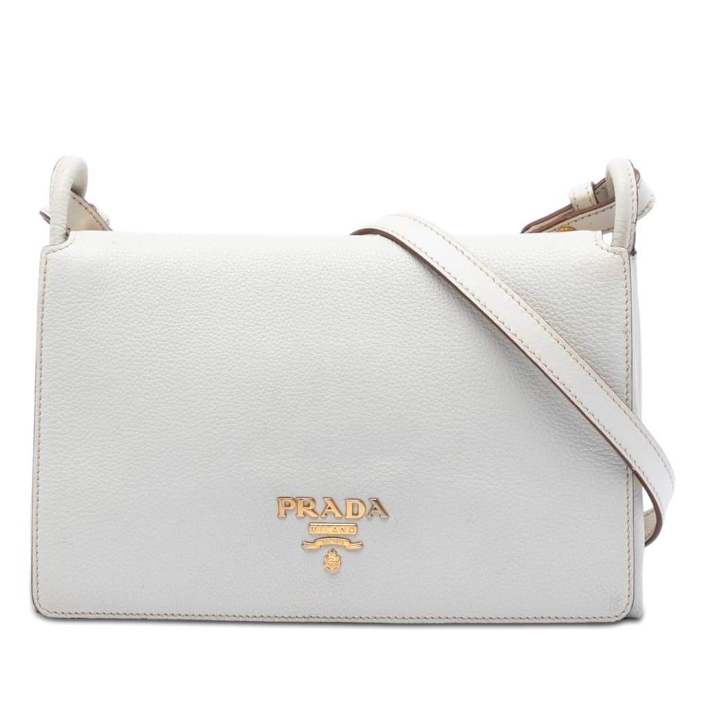 Prada Vitello Daino Crossbody White Leather Very good condition - Front View