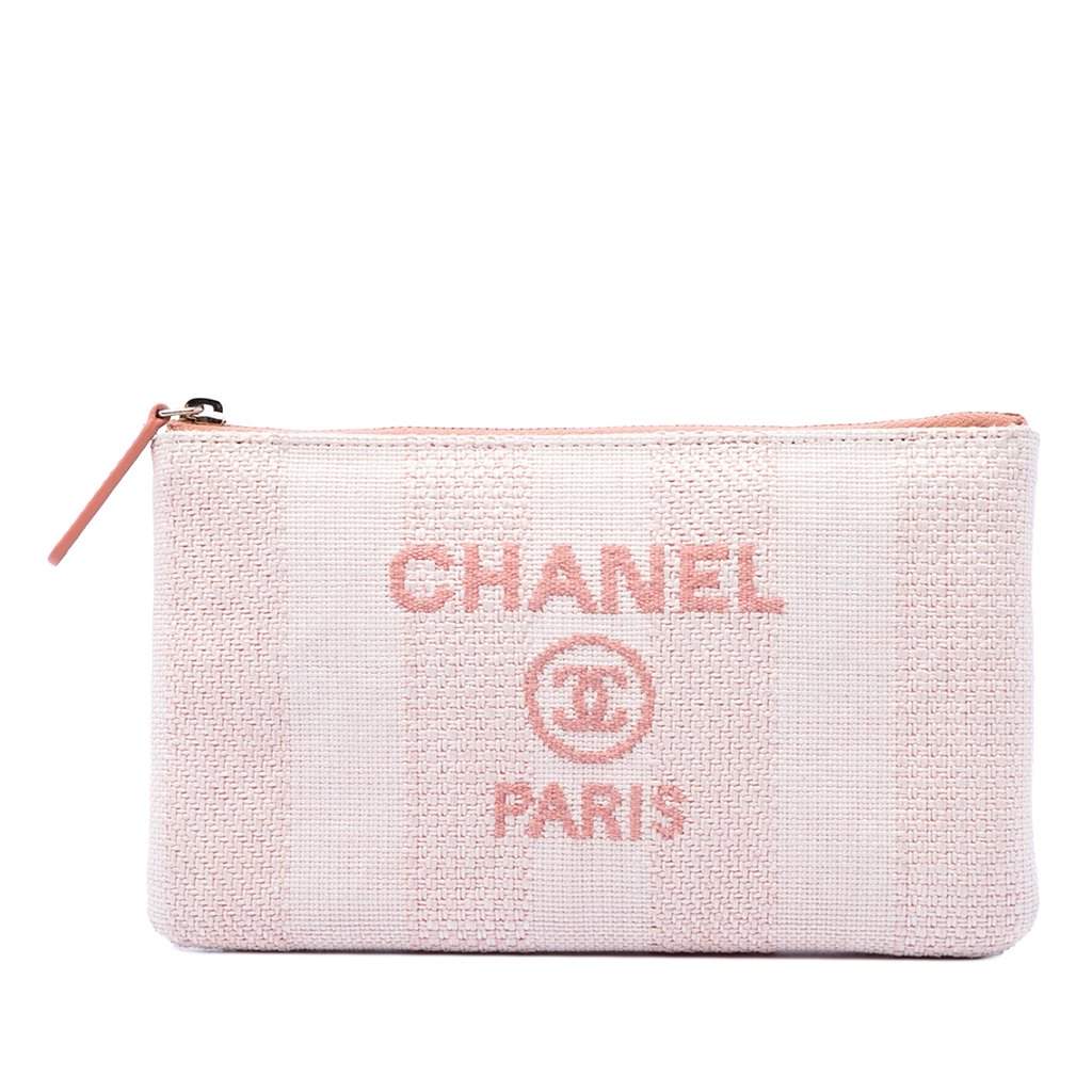 Chanel Small Raffia Deauville O Case Clutch Pink Very good condition - Front View