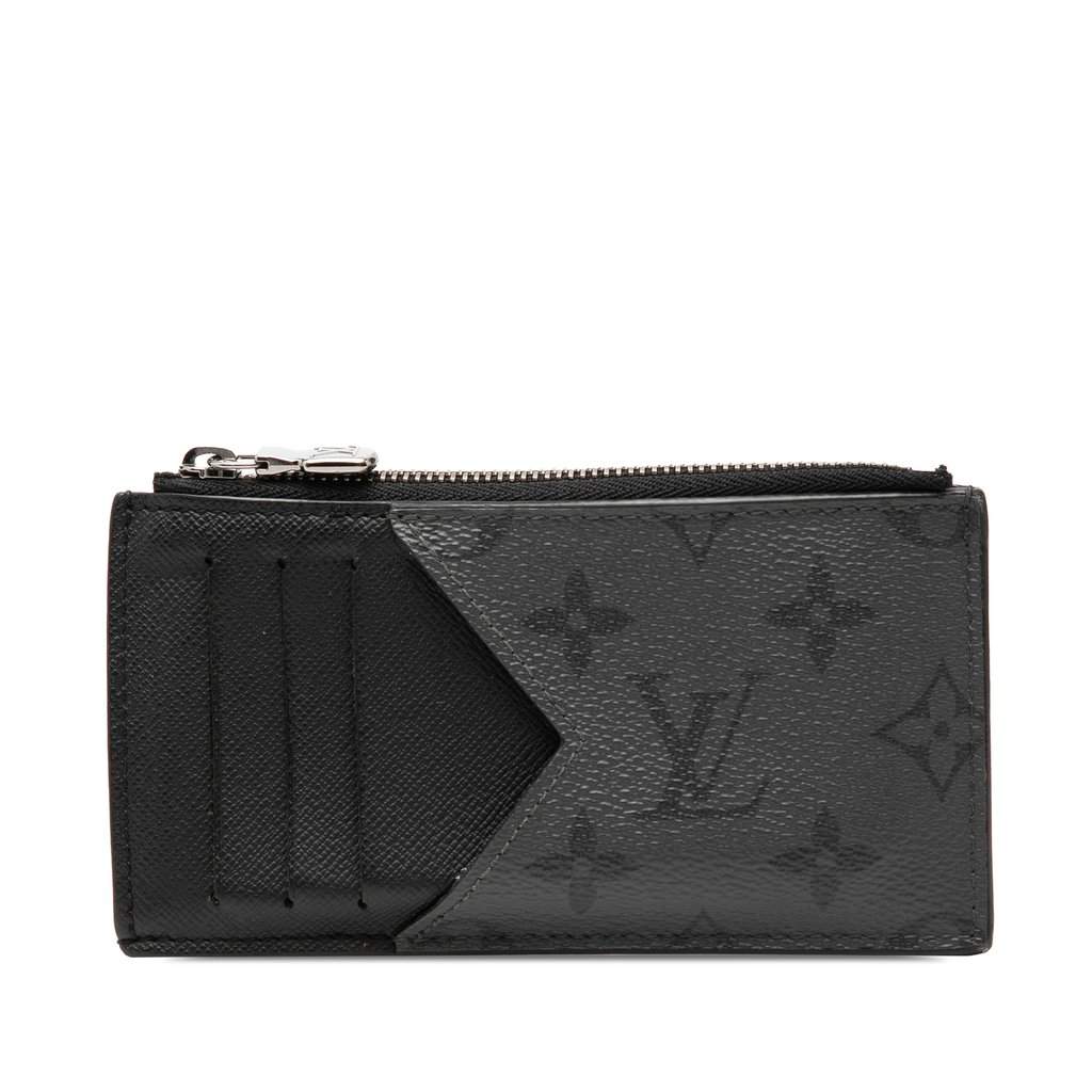 Louis Vuitton Monogram Eclipse Reverse Taigarama Coin Card Holder Black Very good condition - Front View