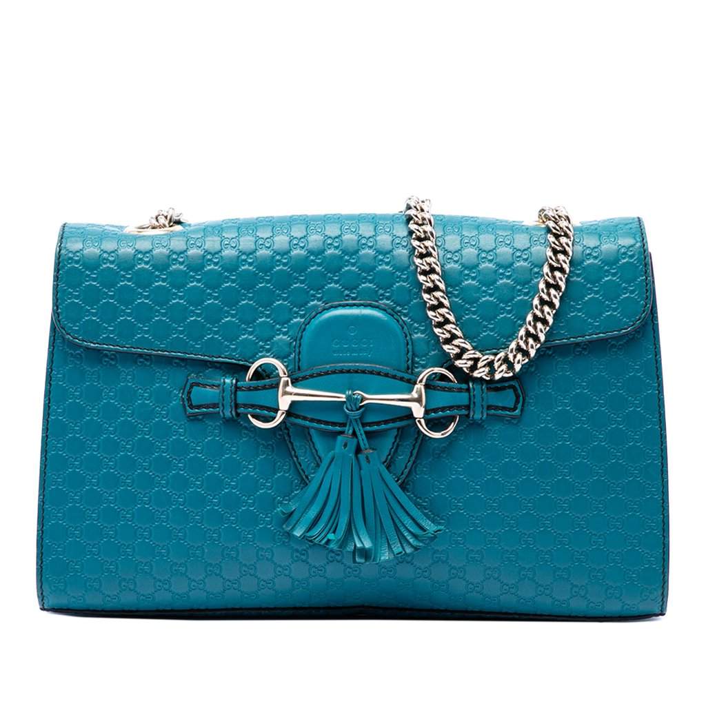 Gucci Medium Microguccissima Emily Shoulder Bag Blue Leather Very good - Front View