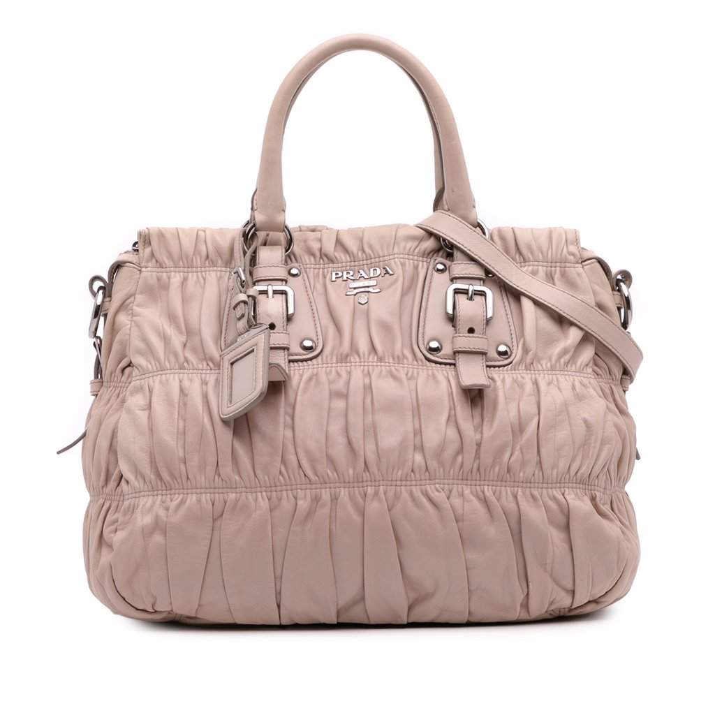Prada Nappa Gaufre Satchel Brown Leather Very good - Front View