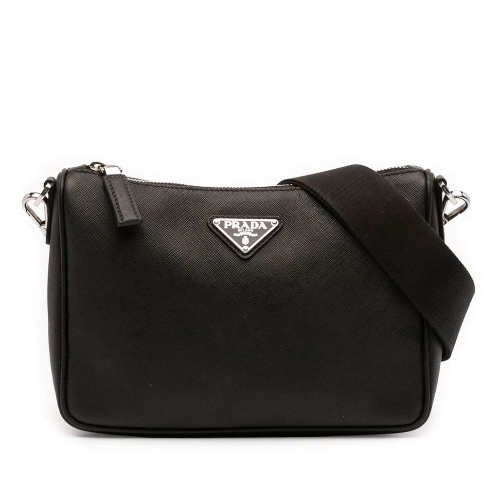 Prada Saffiano Crossbody Black Leather Very good condition - Front View
