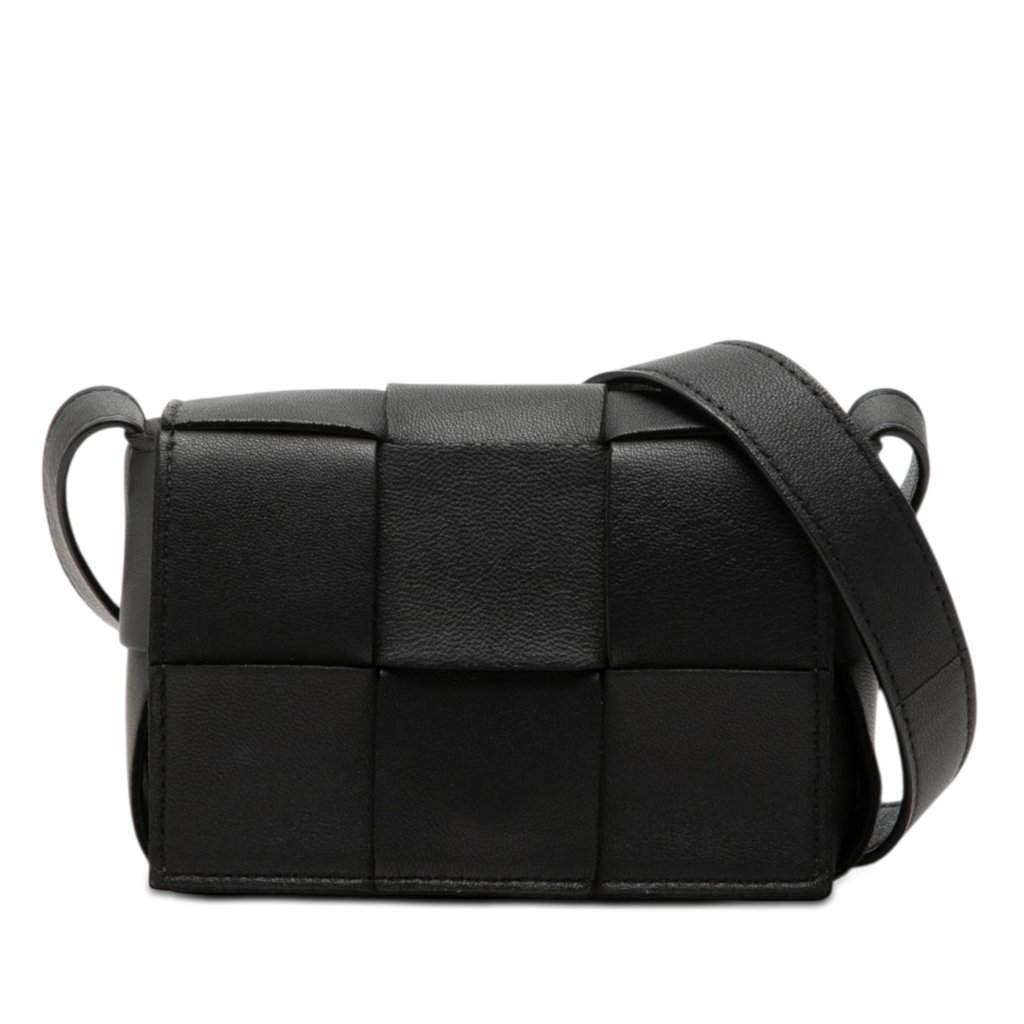 Bottega Veneta Extra Mini Nappa Maxi Intrecciato Cassette Crossbody Black Leather Very good - Front View