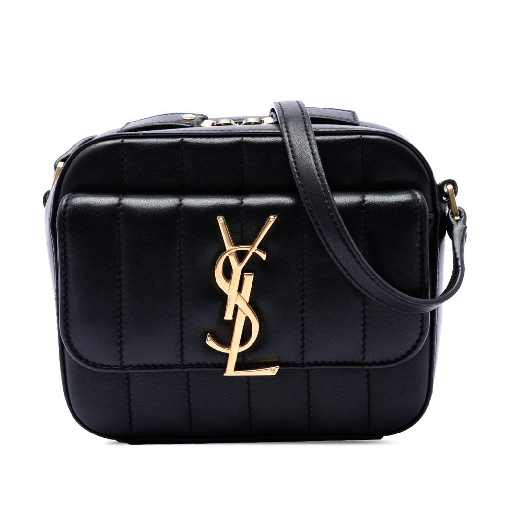 Saint Laurent Toy Quilted Lambskin Vicky Camera Bag Black Leather Very good - Front View