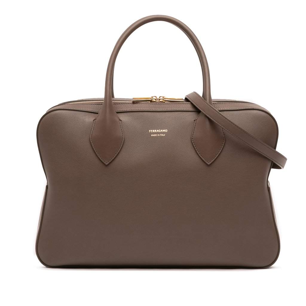 Salvatore Ferragamo Leather Stella Triple Zip Satchel Brown Leather Very good condition - Front View