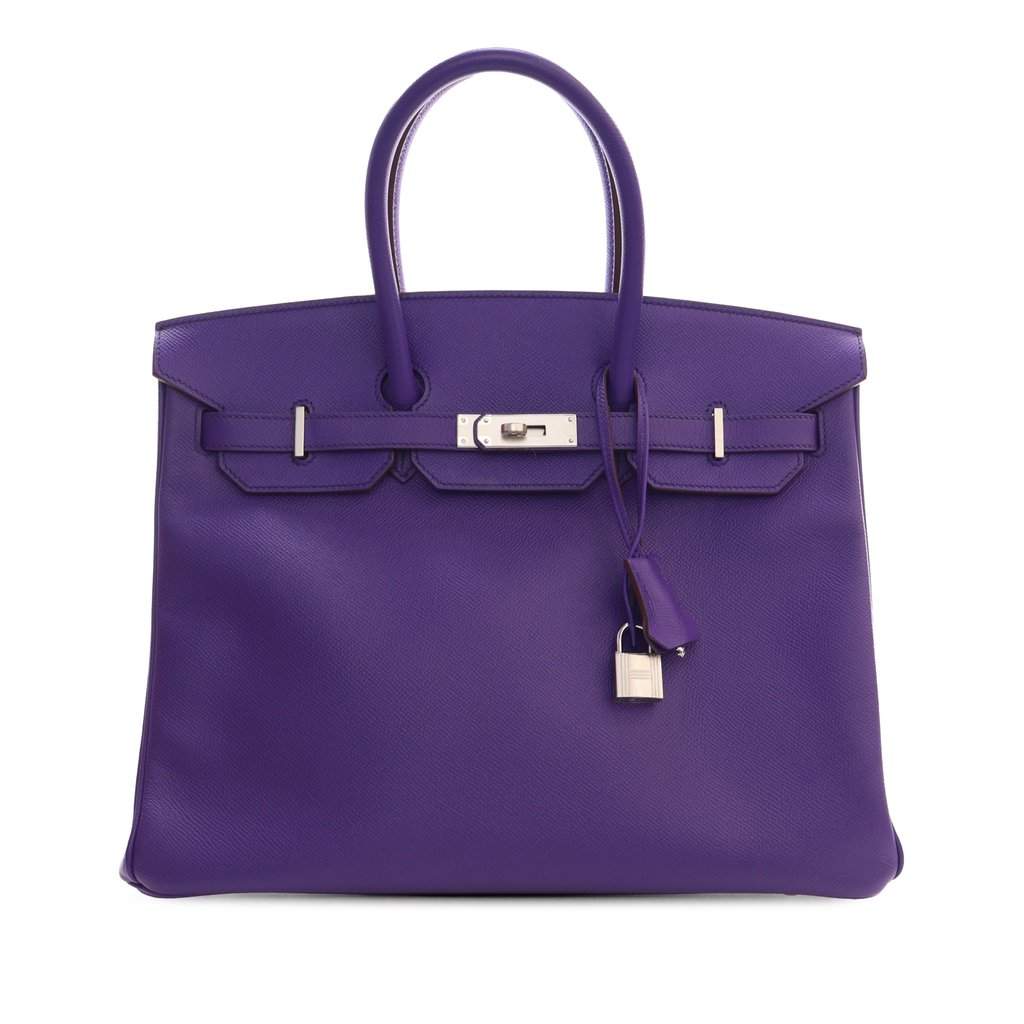 Hermès Epsom Birkin Retourne 35 Purple Leather Very good - Front View