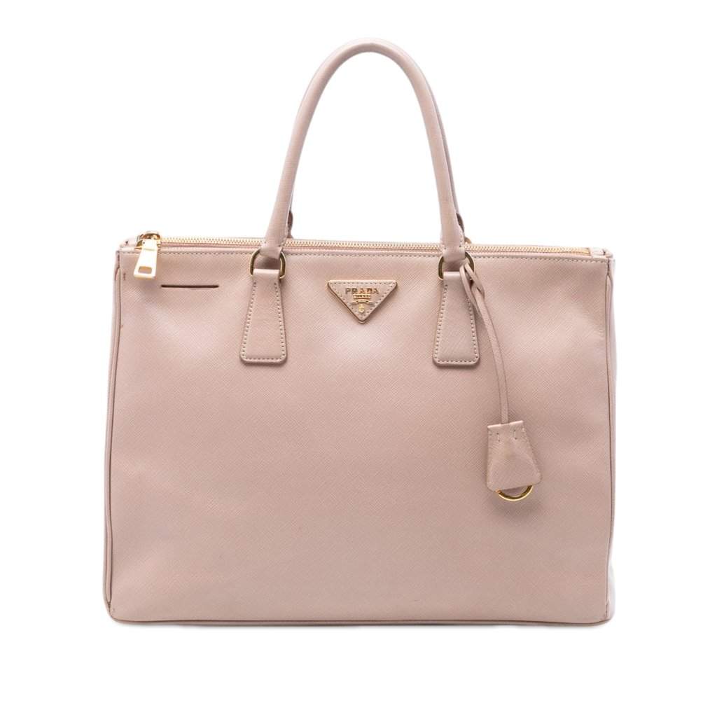 Prada Large Saffiano Lux Galleria Double Zip Satchel Brown Leather Very good condition - Front View