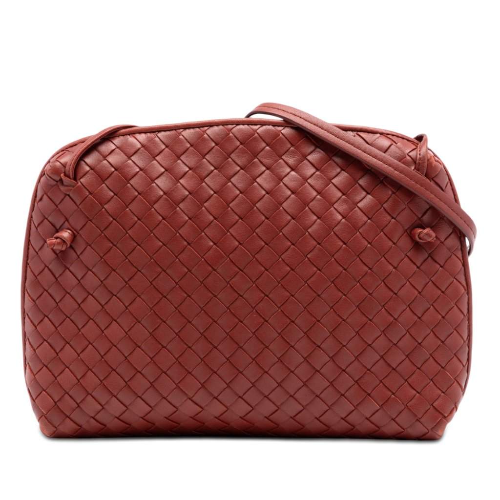 Bottega Veneta Nappa Intrecciato Nodini Crossbody Red Leather Very good condition - Front View