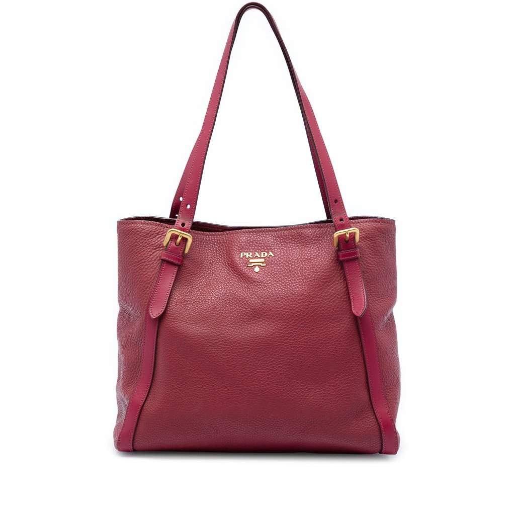 Prada Vitello Daino Shopping Tote Red Leather Very good condition - Front View