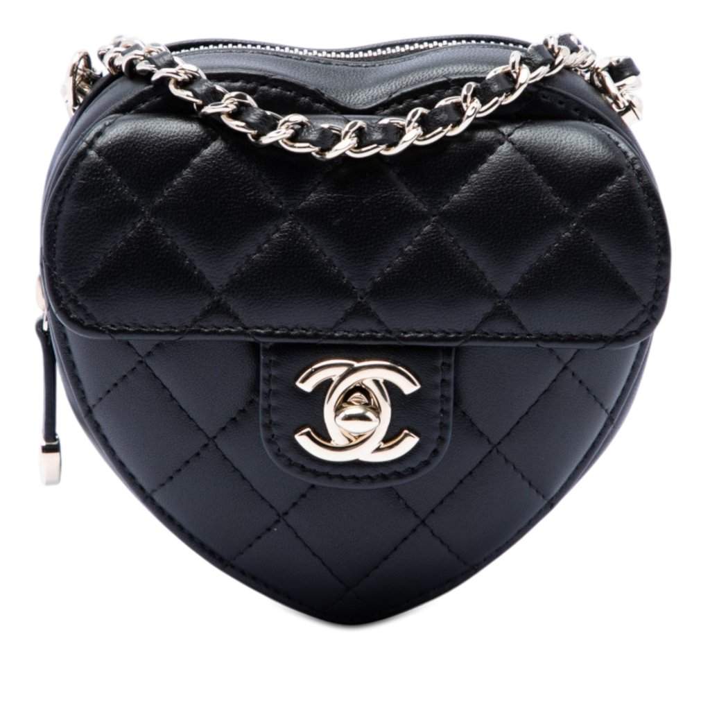 Chanel Mini Lambskin CC in Love Heart Crossbody Black Mini L