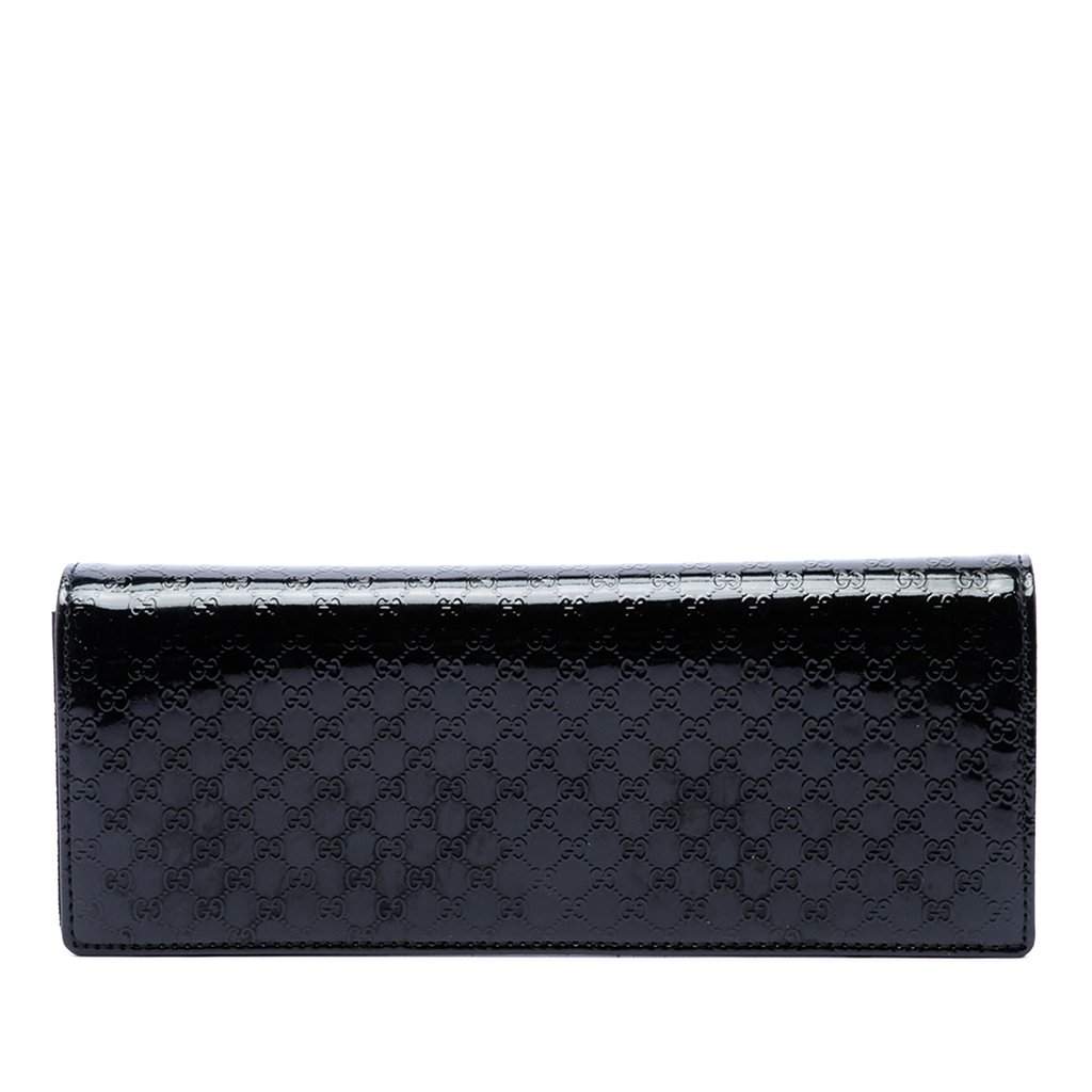 Gucci Microguccissima Patent Broadway Clutch Black Leather Very good condition - Front View