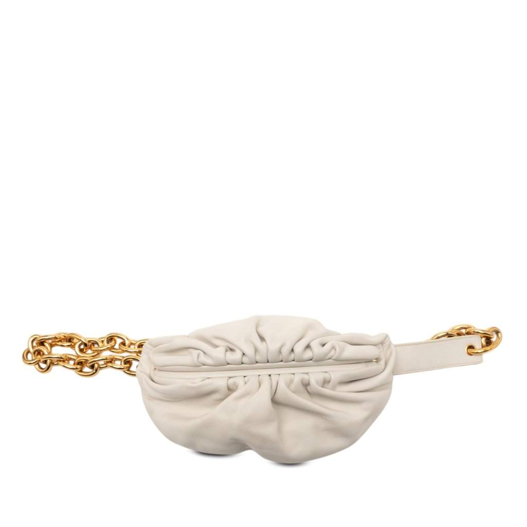 Bottega Veneta Lambskin Belt Chain Pouch White Leather Very good condition - Front View
