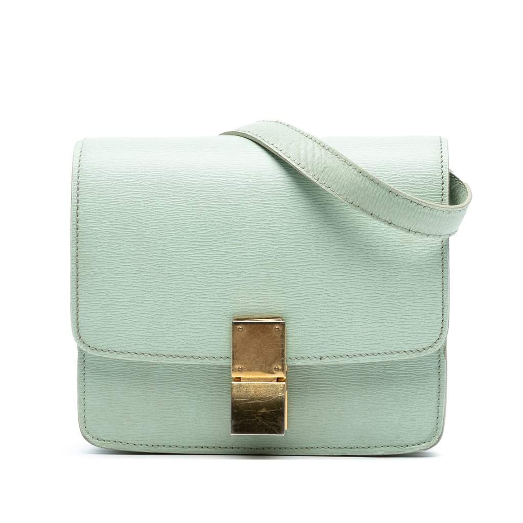 Celine Small Calfskin Classic Box Green Leather Very good - Front View