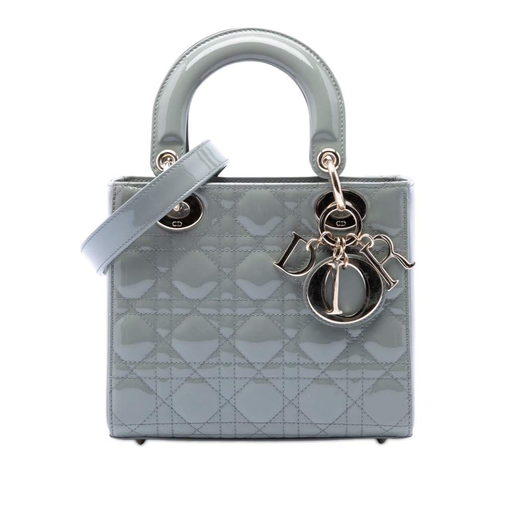 Dior Small Patent Cannage Lady Dior Grey Leather Very good - Front View