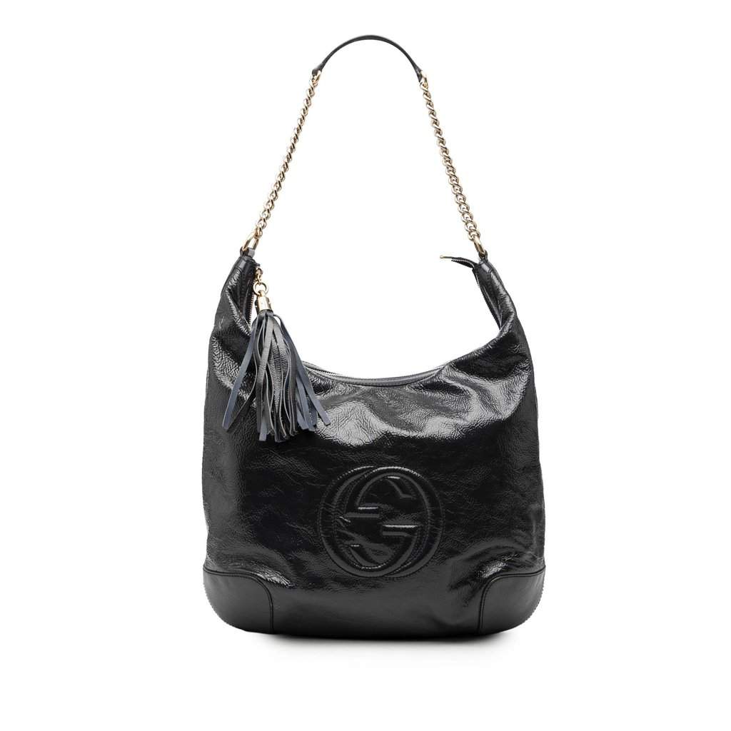 Gucci Patent Soho Shoulder Bag Blue Leather Very good - Front View