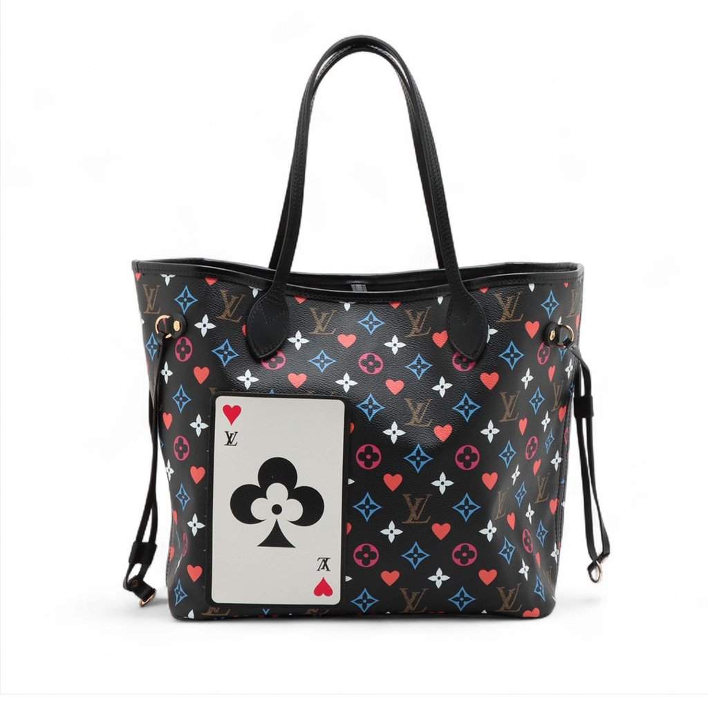 Louis Vuitton Monogram Game On Neverfull MM Black Very good condition - Front View