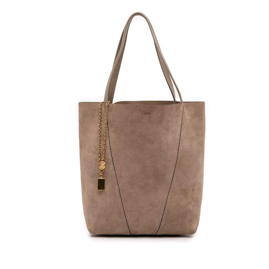 Chloé Medium Suede Spin Tote Brown Leather Very good condition - Front View