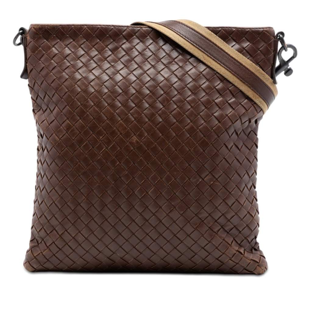 Bottega Veneta Nappa Intrecciato Crossbody Brown Leather Very good condition - Front View