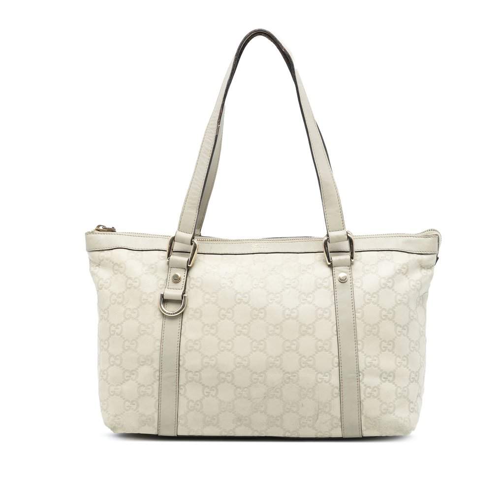 Gucci Guccissima Abbey D Ring Tote White Leather Very good condition - Front View