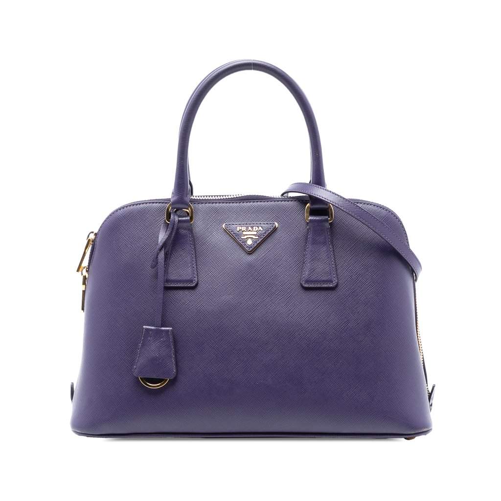 Prada Medium Saffiano Lux Promenade Satchel Purple Leather Very good condition - Front View