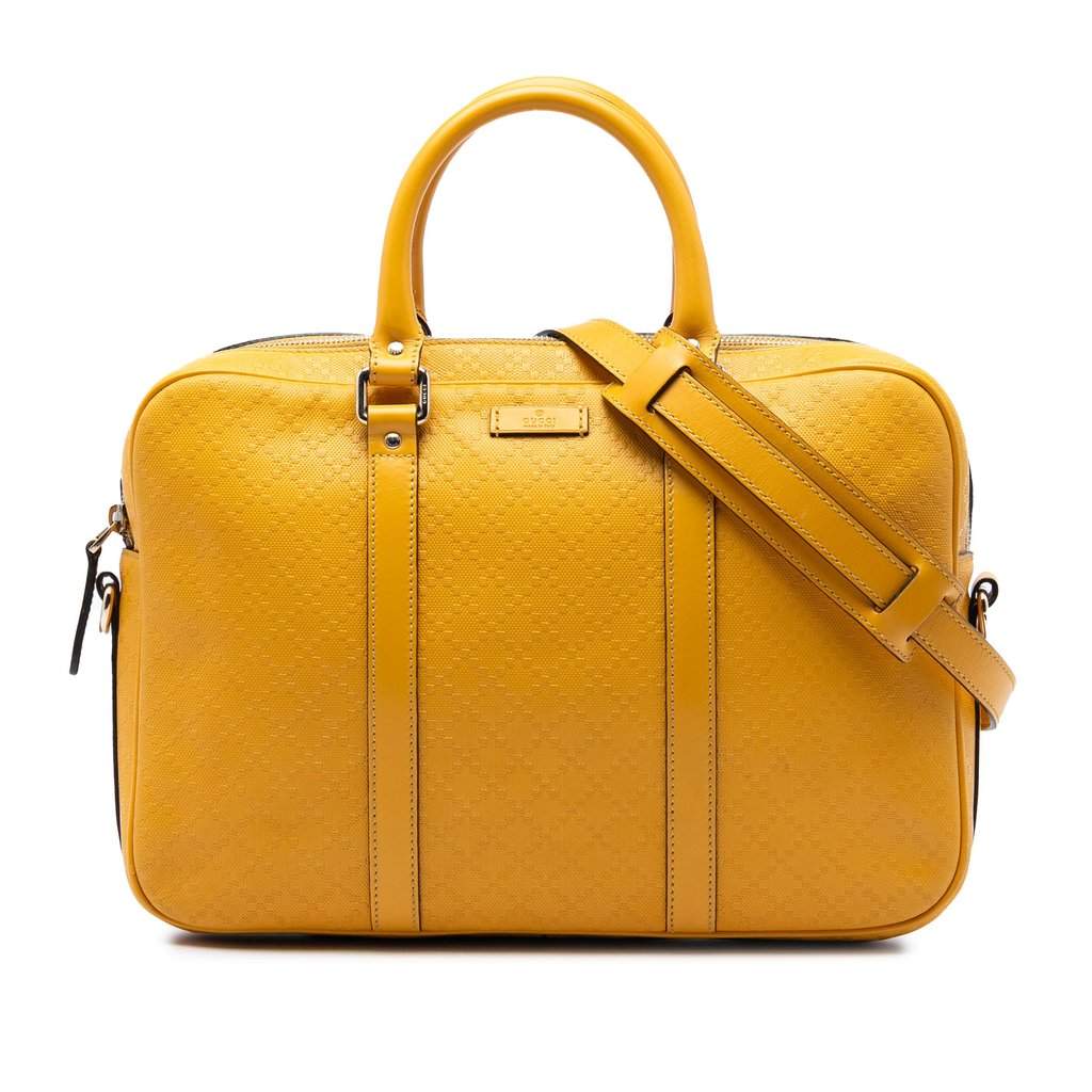 Gucci Medium Diamante Bright Leather Business Bag Yellow Leather Very good condition - Front View