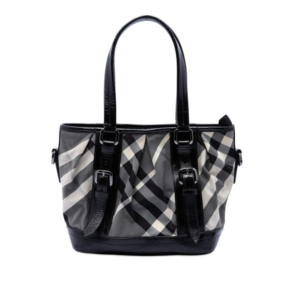 Burberry Beat Check Nylon Lowry Satchel Black Very good - Front View
