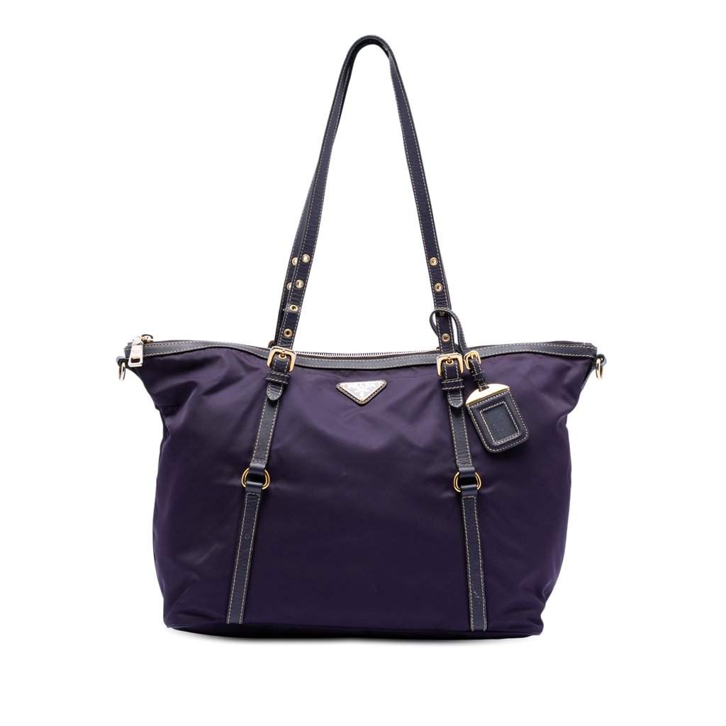 Prada Saffiano Trimmed Tessuto Satchel Purple Very good condition - Front View