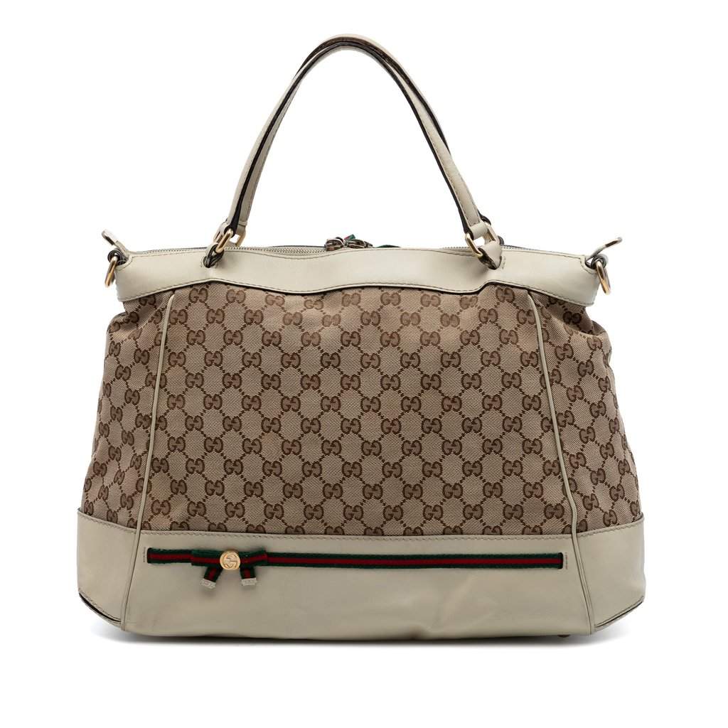 Gucci GG Canvas Web Mayfair Satchel Beige Very good - Front View