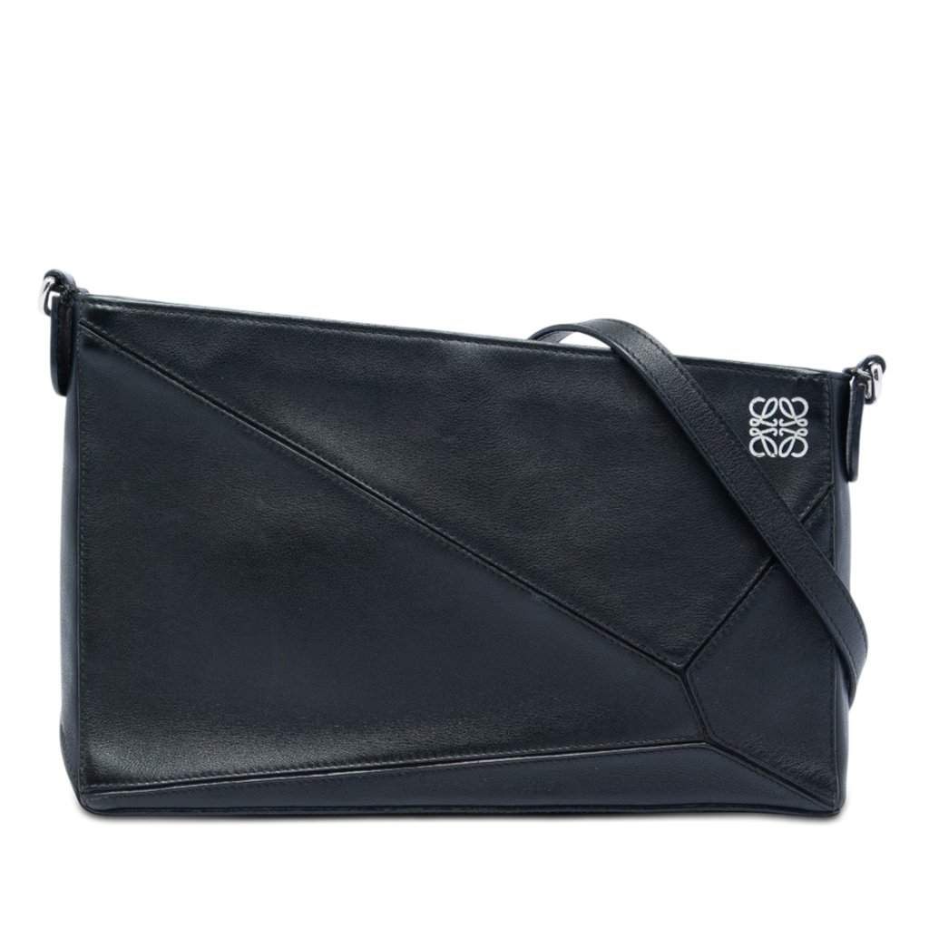 LOEWE Leather Puzzle Pochette Black Leather Very good - Front View