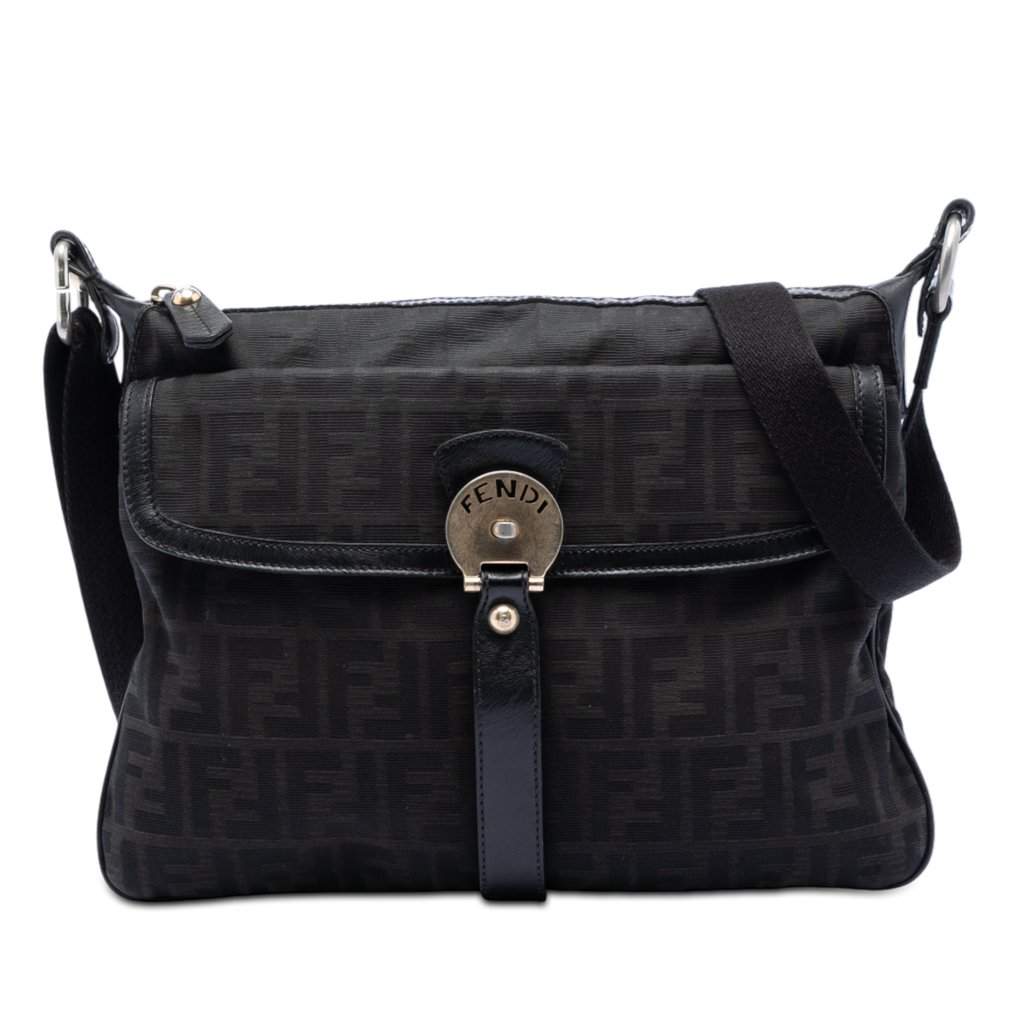 Fendi Zucca Canvas Chef Zip Crossbody Brown Very good - Front View