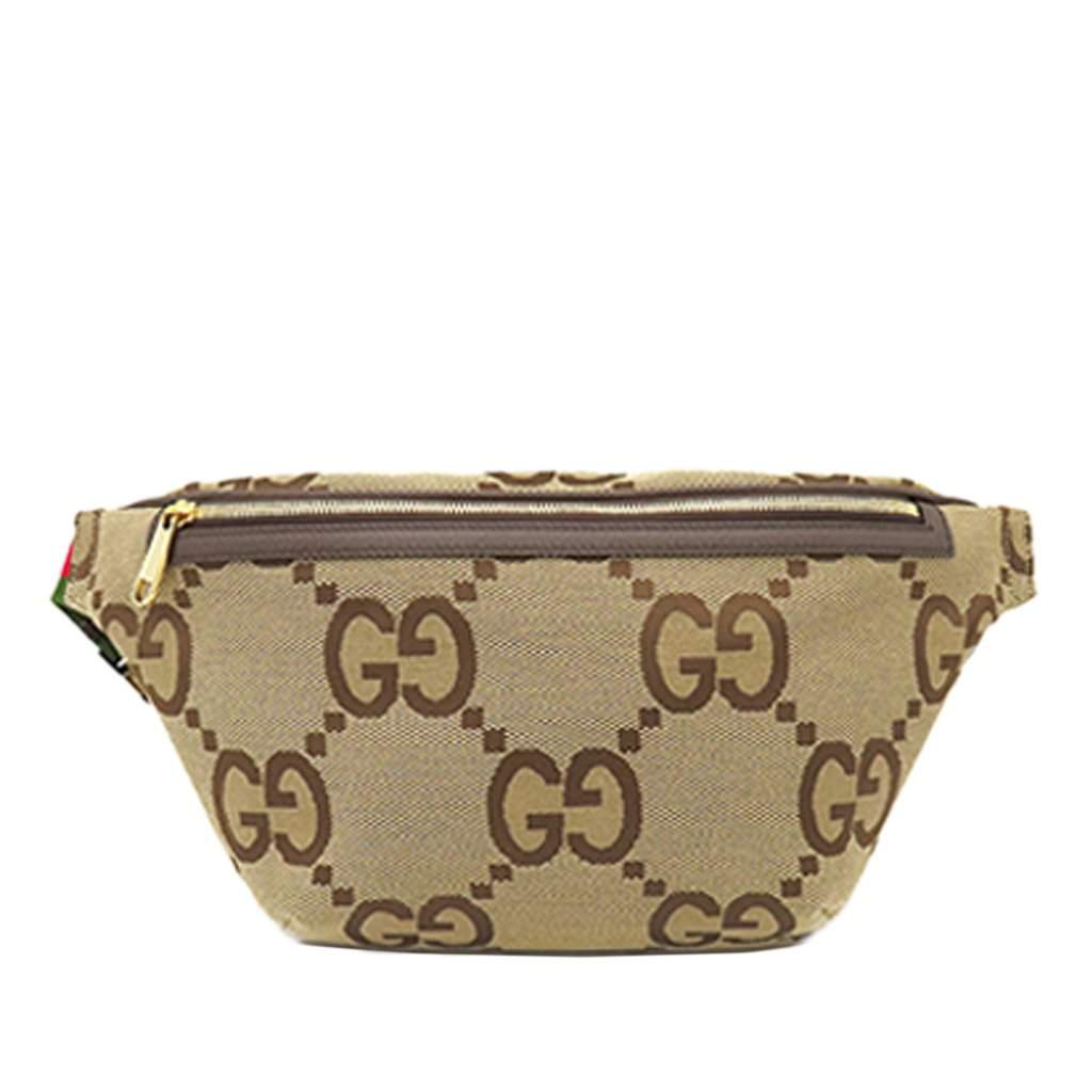 Gucci Jumbo GG Canvas Web Belt Bag Beige Very good - Front View
