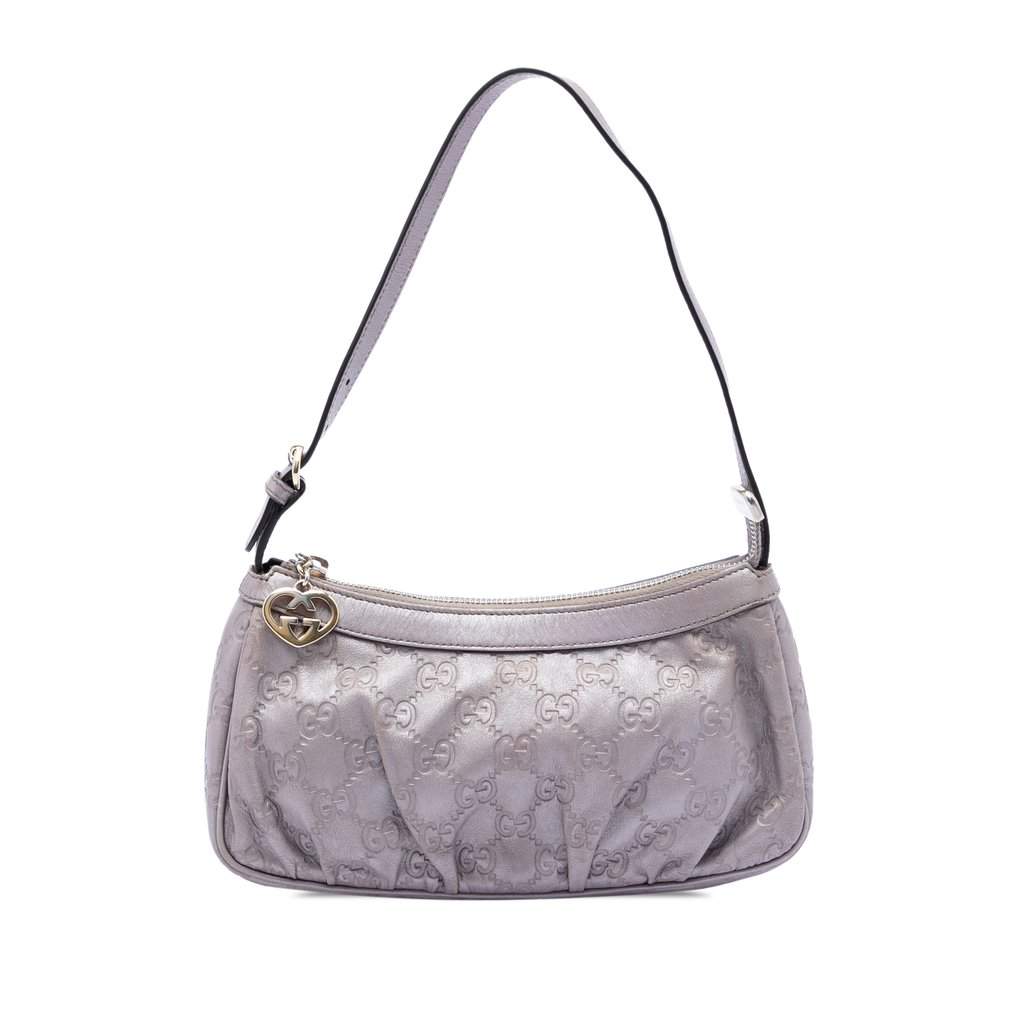 Gucci Metallic Guccissima Lovely Heart Pochette Purple Leather Very good condition - Front View