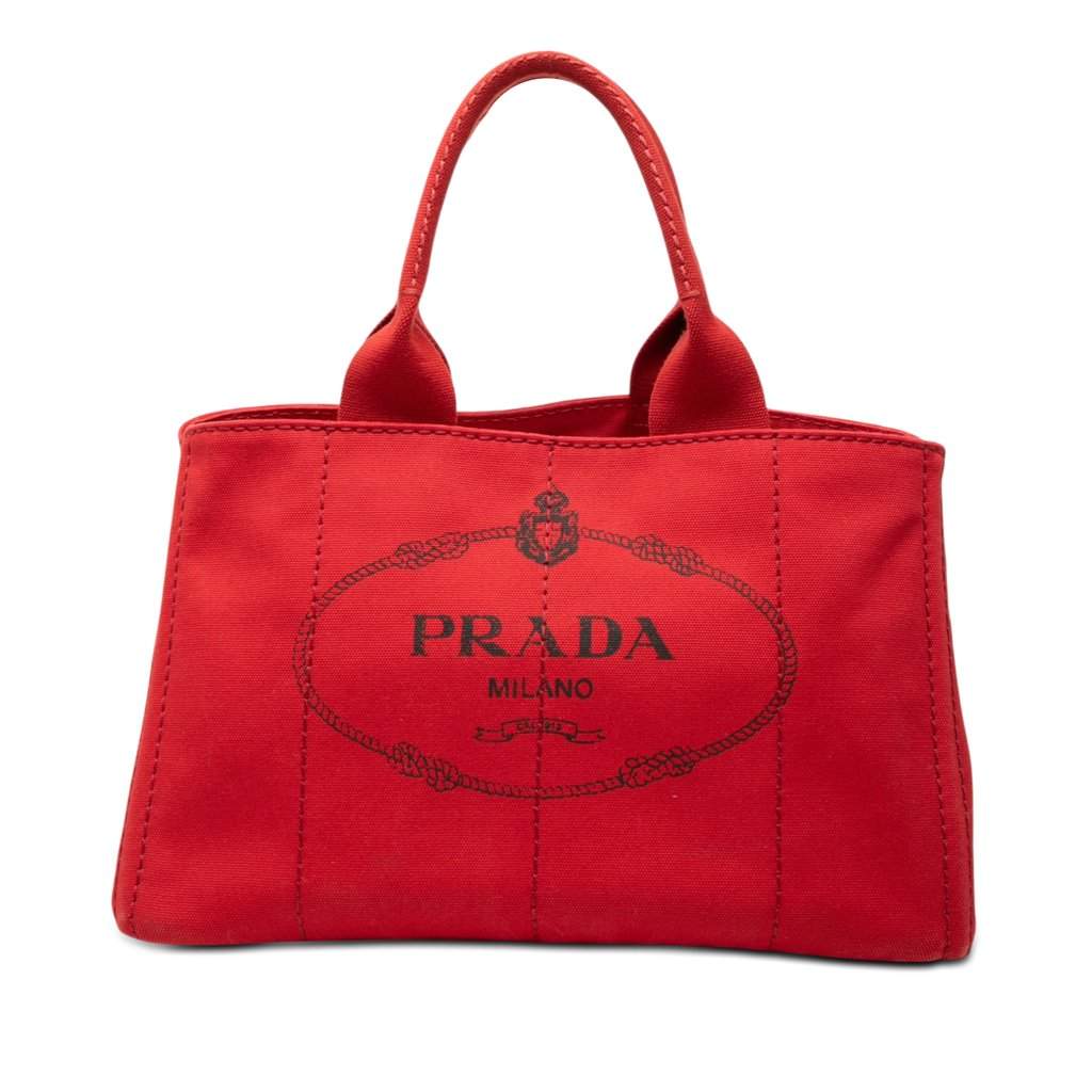 Prada Canvas Canapa Logo Satchel Red Very good condition - Front View