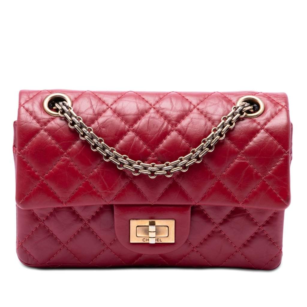 Chanel Quilted Aged Calfskin Reissue 2.55 Single Flap 224 Red Leather Very good condition - Front View