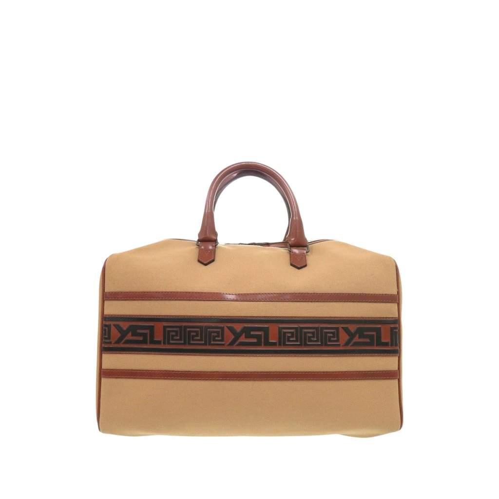 Saint Laurent Canvas Boston Bag Brown Very good - Front View