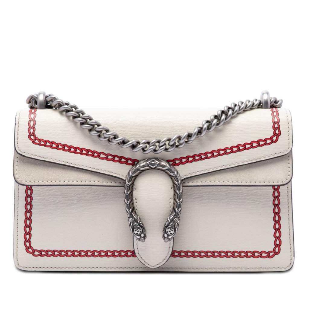 Gucci Medium Textured Calfskin Lunar New Year Dionysus Crossbody White Leather Very good - Front View
