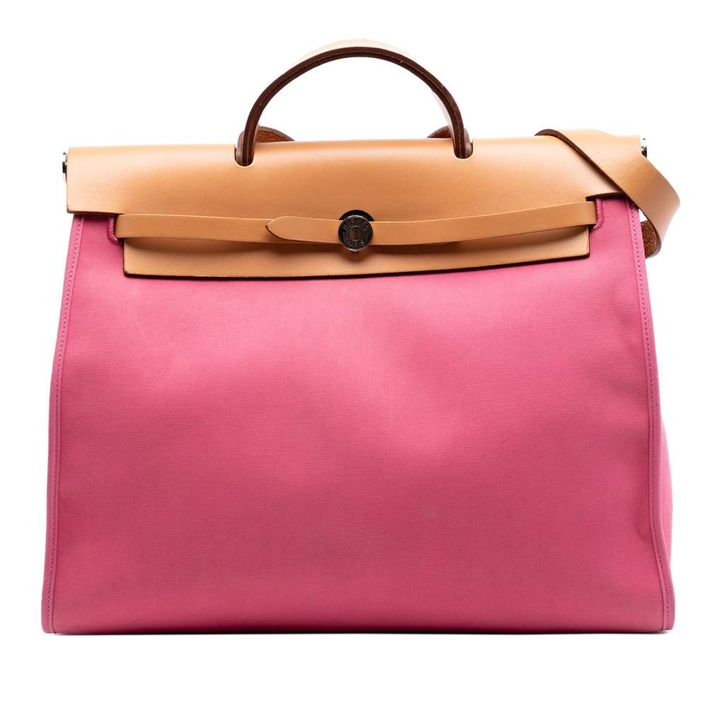 Hermès Toile Herbag Zip 39 Pink Very good condition - Front View